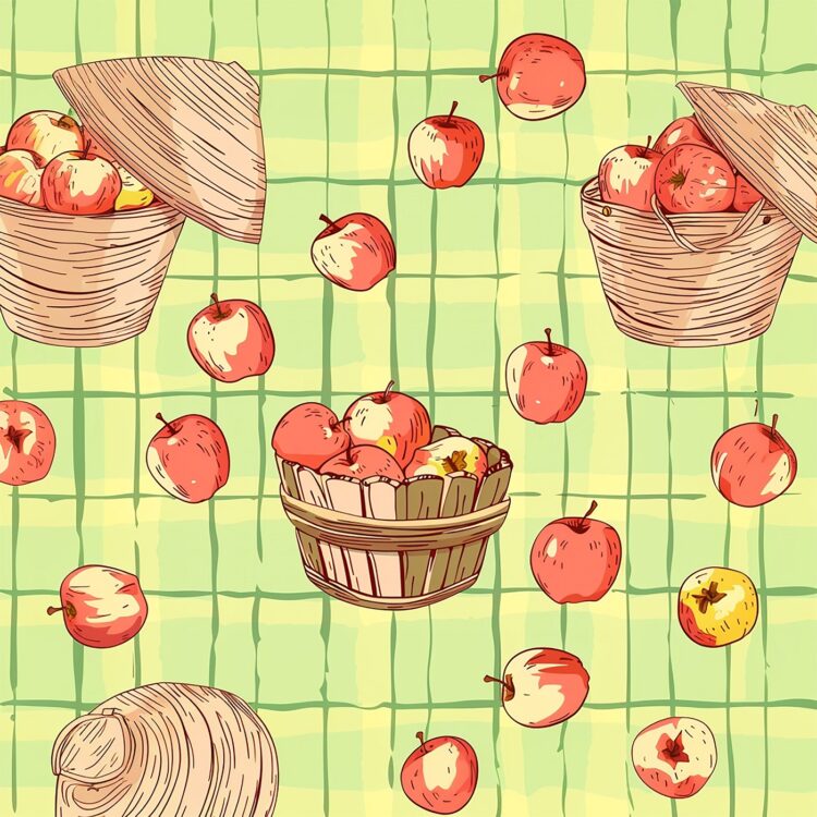Asian Apples - seamless pattern