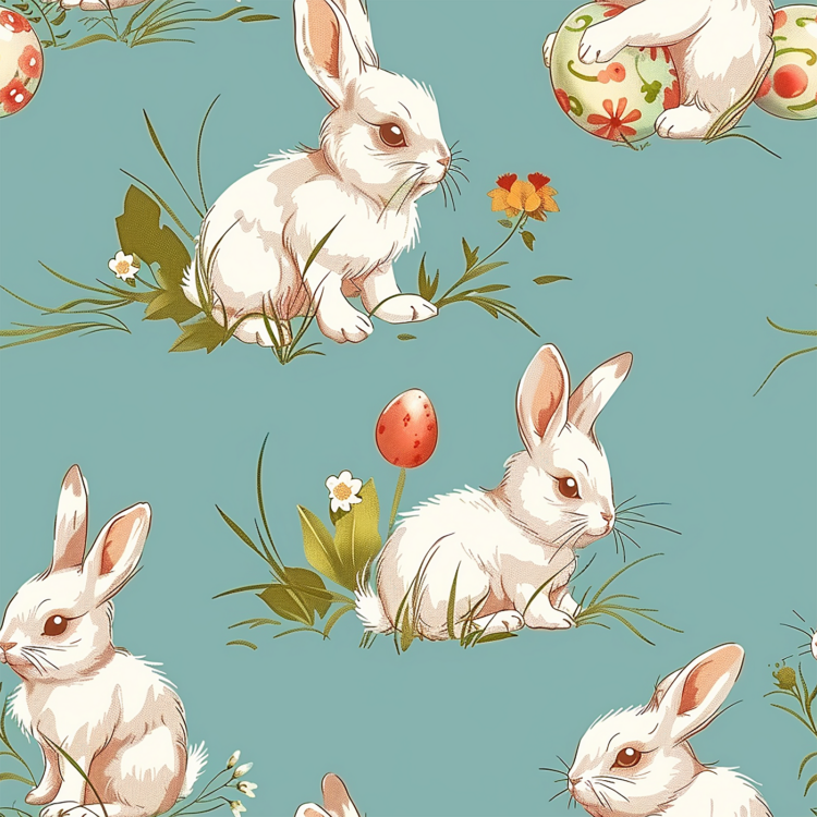 Easter Flowers - Seamless Pattern